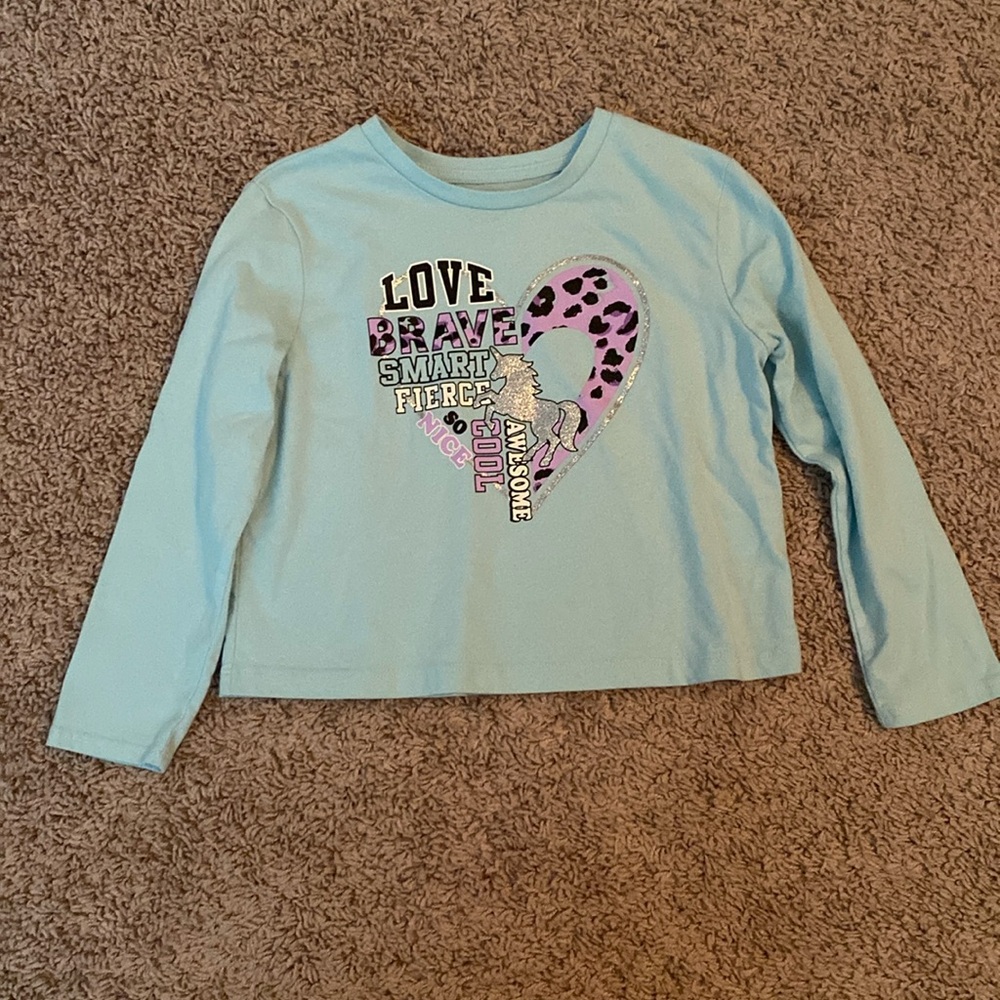 Garanimals size 6 unicorn long sleeve shirt light blue sparkly